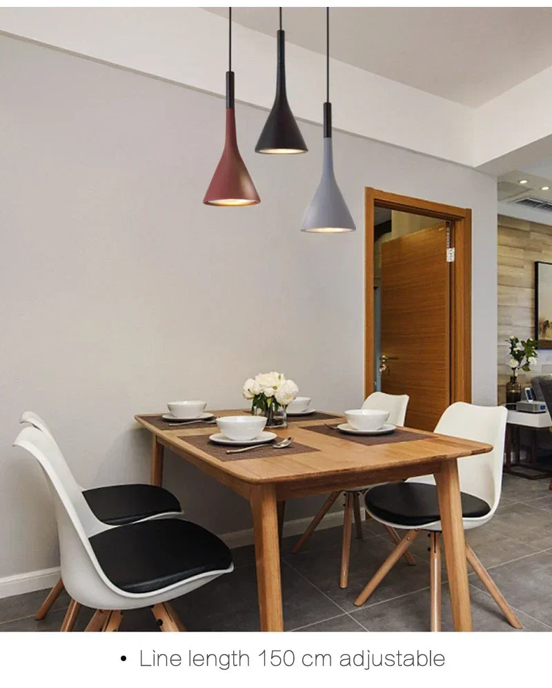 Modern LED pendant light in black and white E27 bedroom table dining room hanging light lampshade home cabinet suitable for