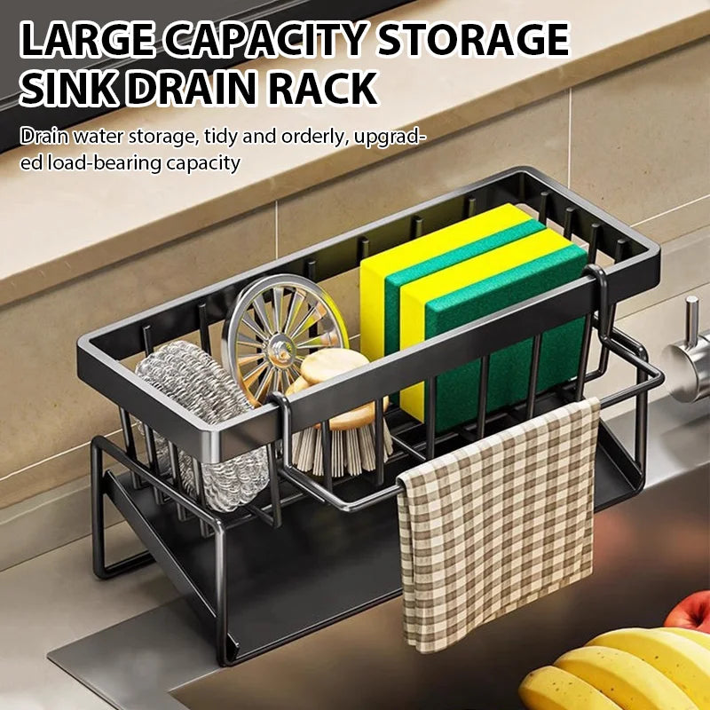 Kitchen Sink Drain Rack Organizer Sink Shelf Soap Sponge Holder Dishcloth Towel Rack Filter Basket Countertop Storage Spice rack