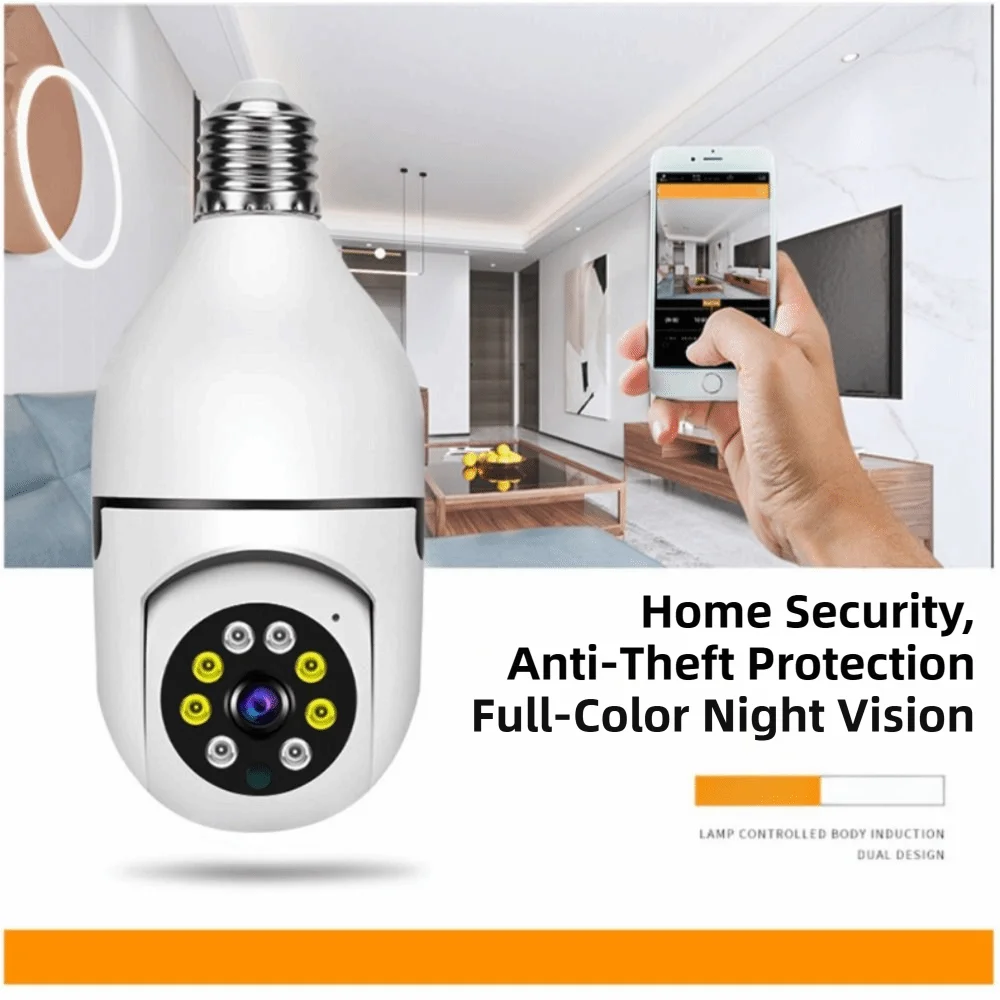 360 Degree Light Bulb Security Camera Full Color Night Vision 5GHz WiFi Surveillance Camera Automatic Human Tracking