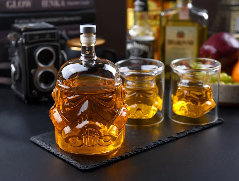 Glass Whiskey Decanter Transparent Creative Dispenser Flask Carafe for Wine Scotch Bourbon Vodka Gift Package for Men