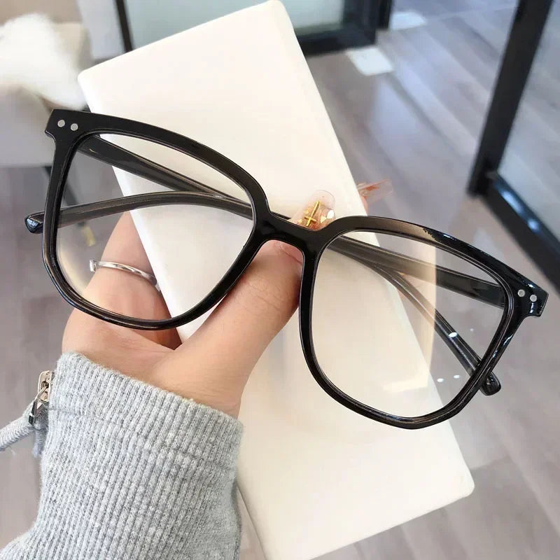Anti Blue Light Presbyopia Eyeglasses Vintage Trend Oversized Square Hyperopia Eyewear Finished Prescription Reading Glasses