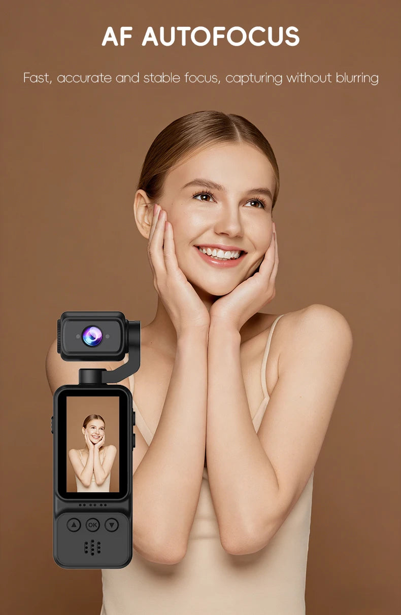 1080P HD Video Recording Camera - High Definition 180° Manual Rotation Lens Camera, Portable Rechargeable Vlog Camera