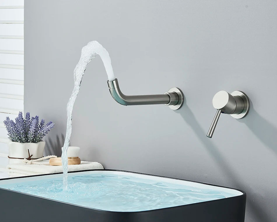 Brushed Gold/Black Basin Faucet Concealed Wall Mounted For Bathroom Faucets Bath Basin Sink Tap Bathtub Hot And Cold Water Mixer