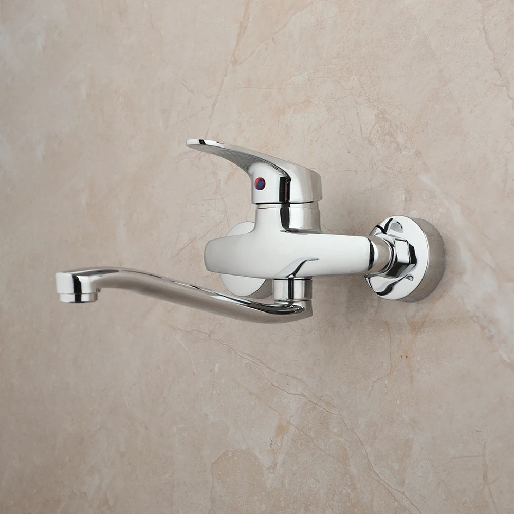 Monite Wall Mounted Bathtub Chrome Brass Bathroom Basin Mixer Faucet Sink Tap Hot & Cold Water Mixer Retail Laundry Faucet