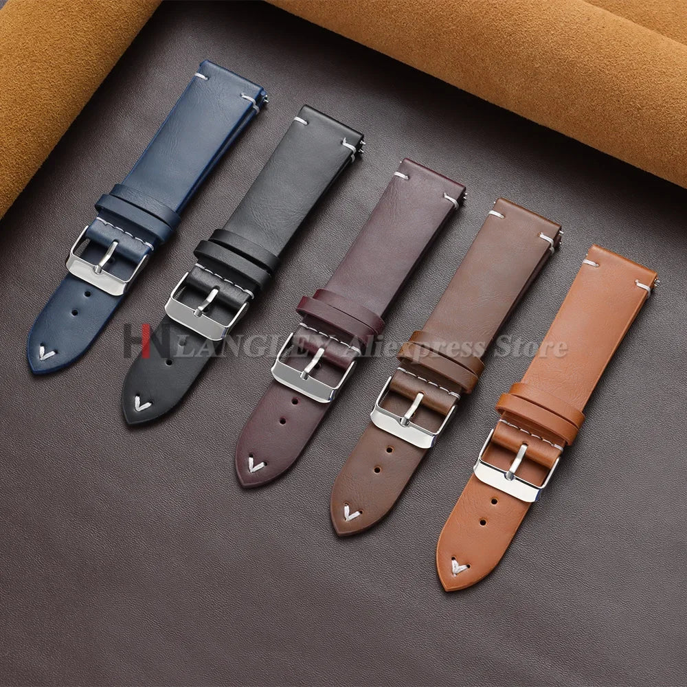 18mm 20mm 22mm Vintage Oil Wax Leather Watch Band Brown Black Cowhide Straps Quick Release Universal Bracelet for Men Wristbands