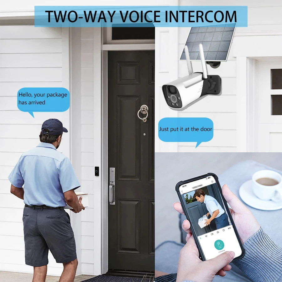 Solar Powered Security Camera Outdoor Wireless WiFi Camera 3MP Home Surveillance Camera Night Vision Waterproof Motion Detecti
