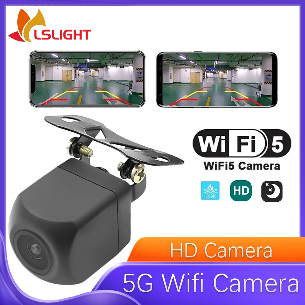 Rear View Car Camera 5G Wifi HD Night Vision Wireless Reversing Camera With 5V USB 12V Cable Support Android IOS Mobile Phones