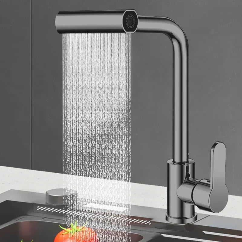 Waterfall Basin Faucets Deck Mounted Kitchen Cold Hot Mixer Tap 4 Modes Sprayer Bathroom Faucet Single Handle Tap Household