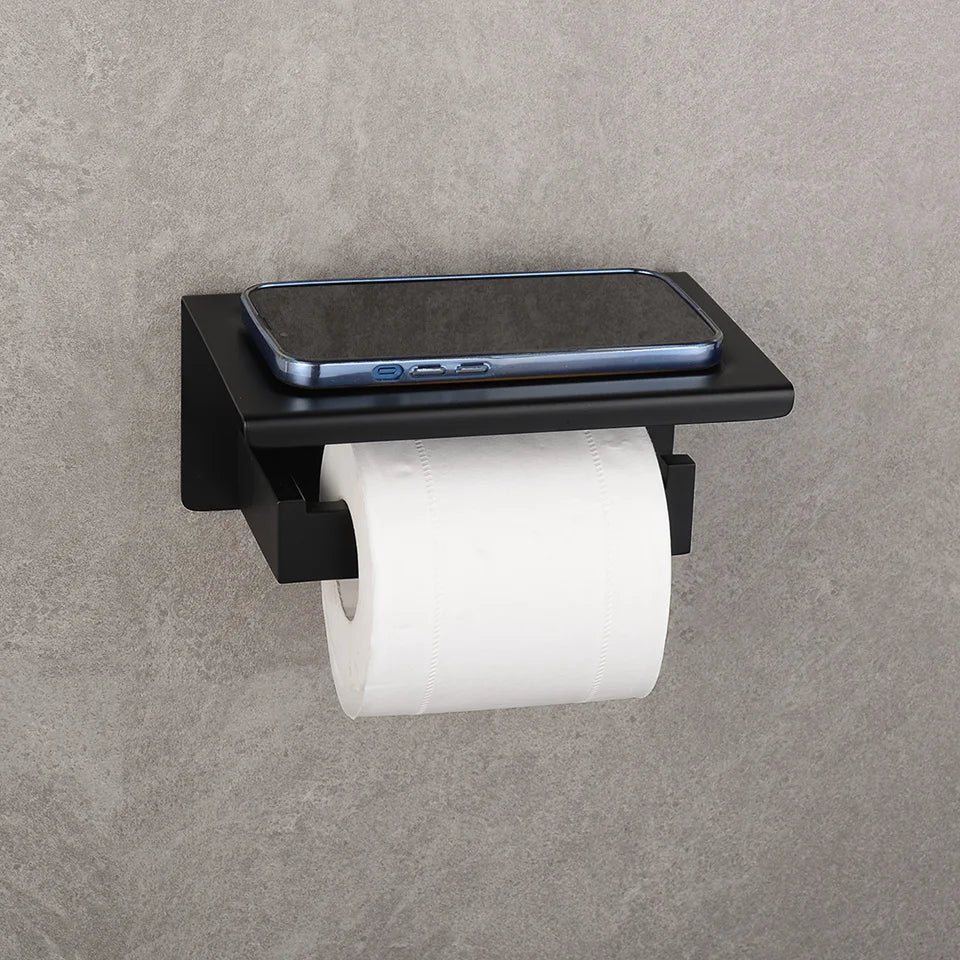 Matte Black Bathroom Hardware 304 Stainless Steel Towel Rack Toilet Paper Holder Liquid Soap Holder Towel Bar Toilet Accessories