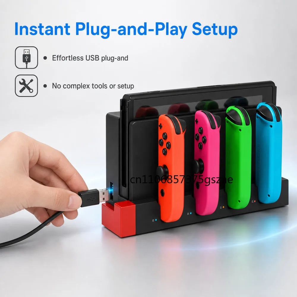 PG-9186 Joycon Charging Dock Station for Switch&OLED - Charges Up To 4 Controllers, Compatible with Switch and OLED Model