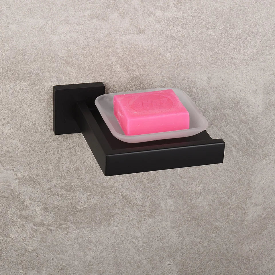 Matte Black Bathroom Hardware 304 Stainless Steel Towel Rack Toilet Paper Holder Liquid Soap Holder Towel Bar Toilet Accessories