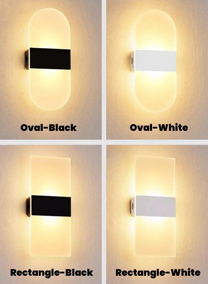 Touch Sensor Switch LED Wall Lamp USB Rechargeable Wireless Acrylic Stair Night Light Bedroom Aisle Kitchen Wall Sconce Lighting