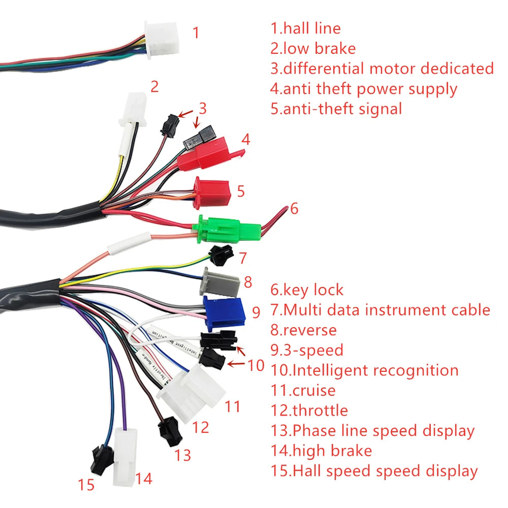 Electric Bicycle Brushless Controller 36V 48V 60V 72V 1000W-1500W Sine Wave Controller Electric Scooter Accessories