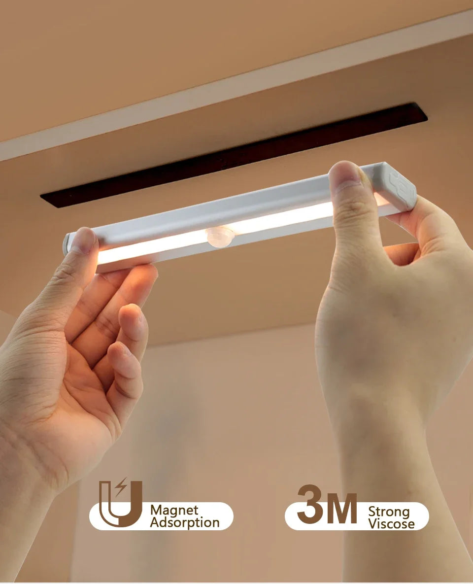 Ultra-thin LED Under Cabinet Lights PIR Motion Sensor Wireless LED Night Lights Bedroom Aluminum Kitchen Lamp Wardrobe Light