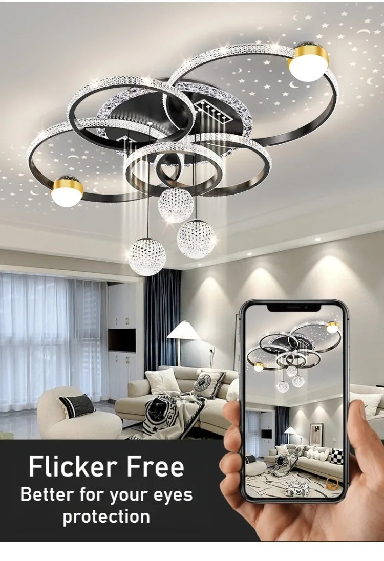 Modern LED Ceiling Light for Living Room Decor Pendant Light Interior Decoration Ceiling Luxury Chandelier Restaurant Lamp Villa