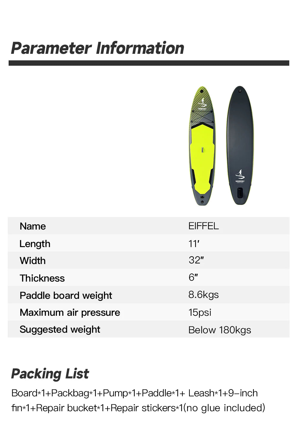 11'/335cm Inflatable Paddle Board Stand Up Paddleboard SUP for 2 Persons 32' Width 4 Colors with ISUP Accessories