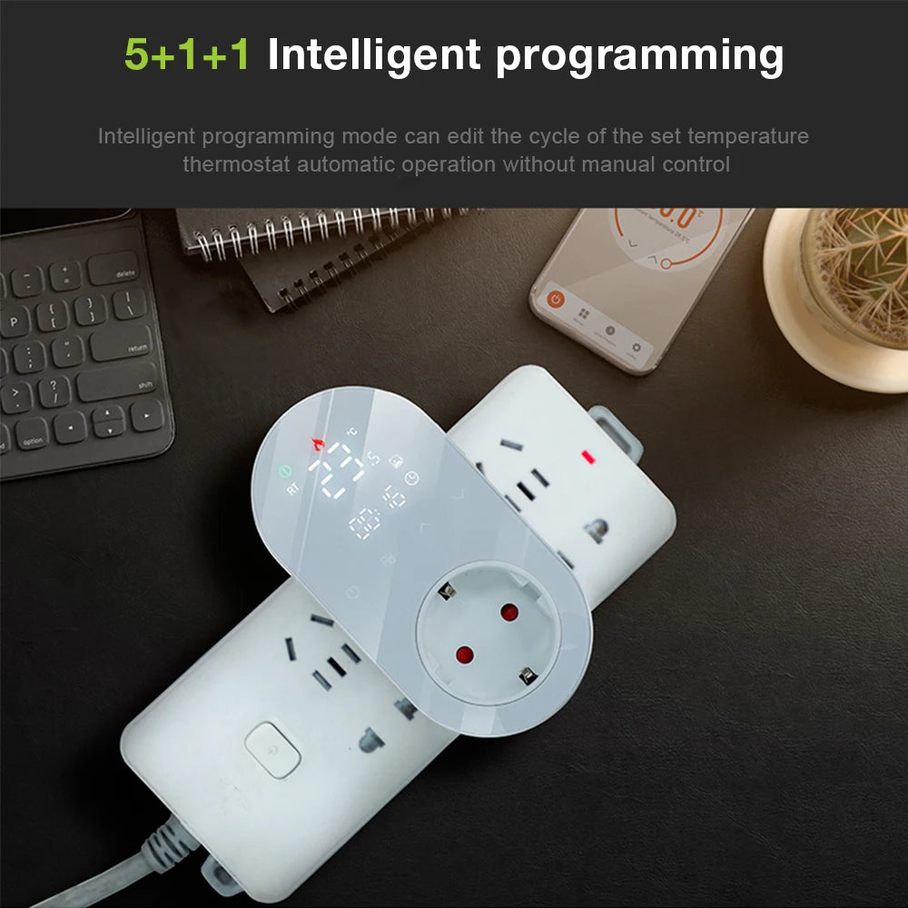 Tuya WiFi Smart Thermostat Socket APP Control Temperature Controller 16A 220V Digital Thermostat Switch EU Plug for Household