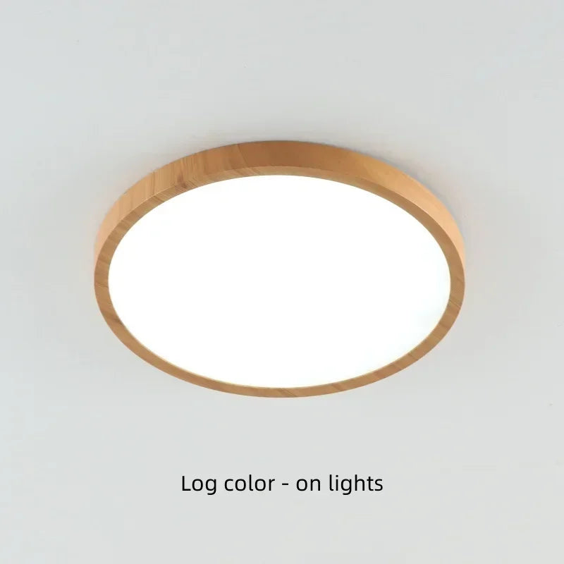 Modern Wood Grain LED Ceiling Light Circular Ultrathin Walnut wood Bedroom living room Restaurant Balcony Aisle Home Lights