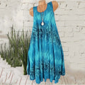 Women Dresses 2026 Summer fashion floral digital printed sleeveless mid calf dresses women's clothing vestidoes