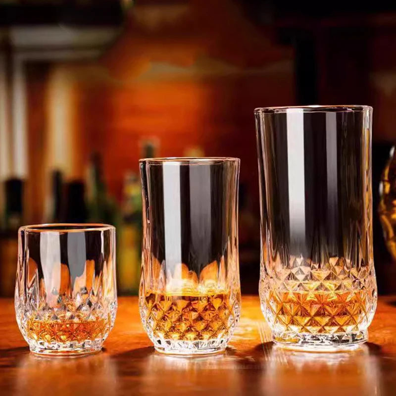 Drinkware Wine Glasses Aesthetic Cups Diamond Sculpture Tumblers Juice Glass Transparent Coffee and Tea Tableware Elegant Glass