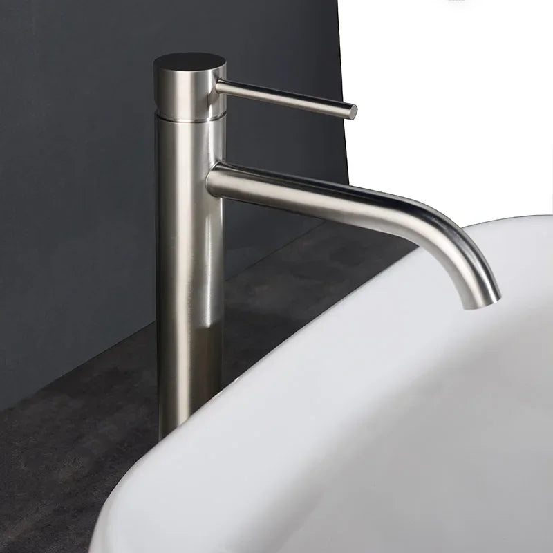 Brushed Gold Bathroom Basin Faucet Cold And Hot Mixer Water Tap Deck Mounted Single Hole & Handle Tall Style Brushed Rose Gold