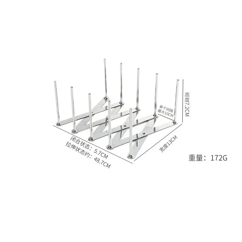 1pc Pot Lid Rack Pan Lid Organizer Retractable Foldable Stainless Steel Plate Holder Shelf Tableware Storage Kitchen Gadgets