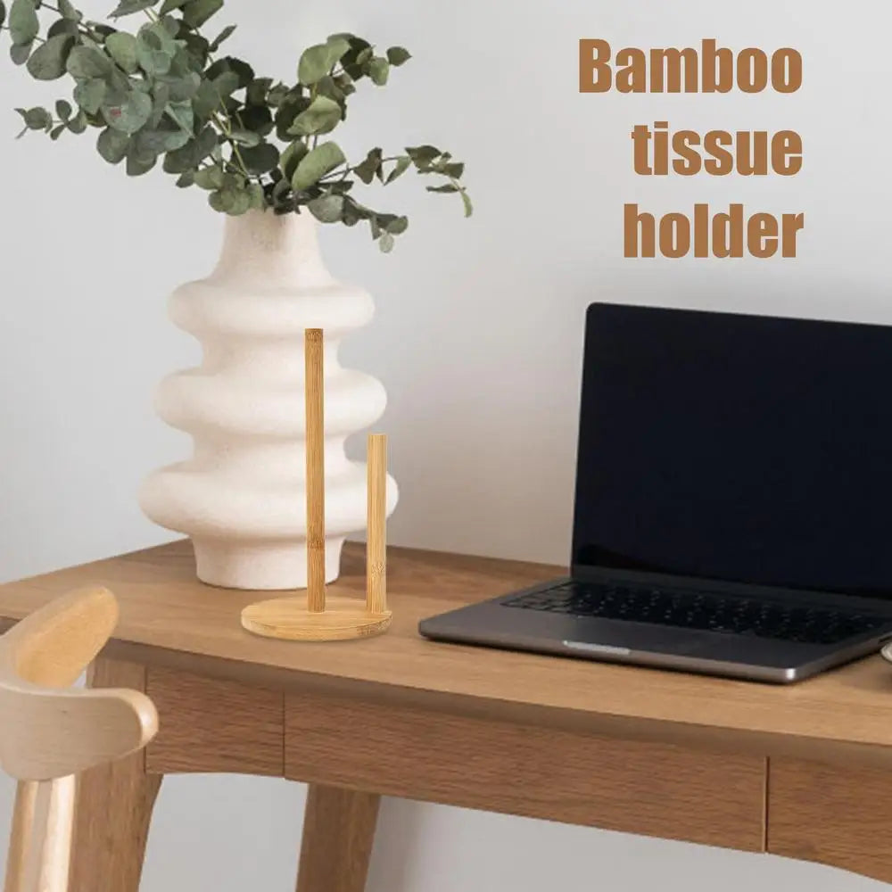 Wood Paper Towel Holder Kitchen Roll Paper Towel Holder Bathroom Tissue Vertical Stand Anti-Skid Base Paper Towel Storage Holder