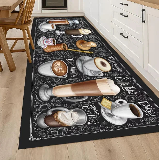 Coffee Time Kitchen Rug Brown Modern Runner Non Slip Kitchen Rug Kitchen Rug Kitchen Runner Rug Coffee Pattern Rug Brown Rugs