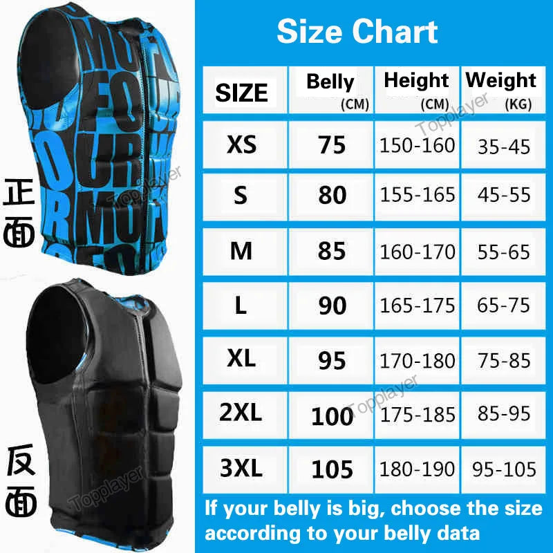 Life Jacket Adult Neoprene Buoyancy Surf Vest Water Sports Kayak Motorboat Drifting Vest Rescue Lifeguard Professional Life Vest