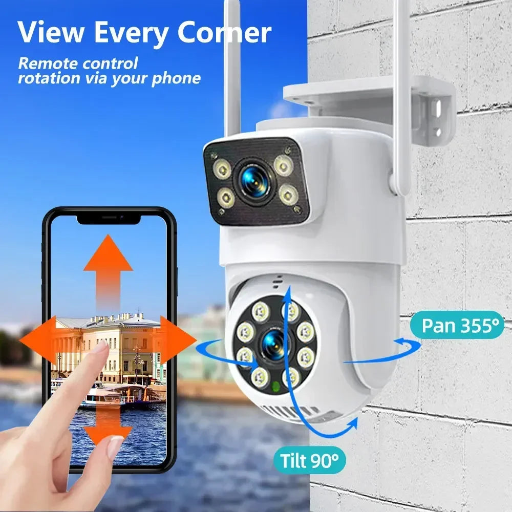 ANSVICAM Tuya Outdoor Wireless Security IP Camera 4K 8MP HD Dual Lens Wifi PTZ Camera Auto Tracking Street Surveillance Camera