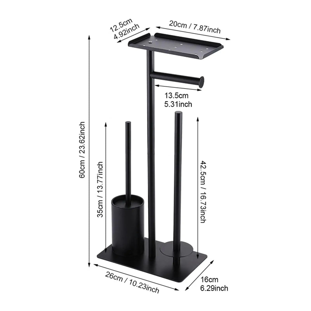 Stainless Steel Standing Toilet Set, Toilet Paper Holder with Toilet Brush for Bathroom Storage