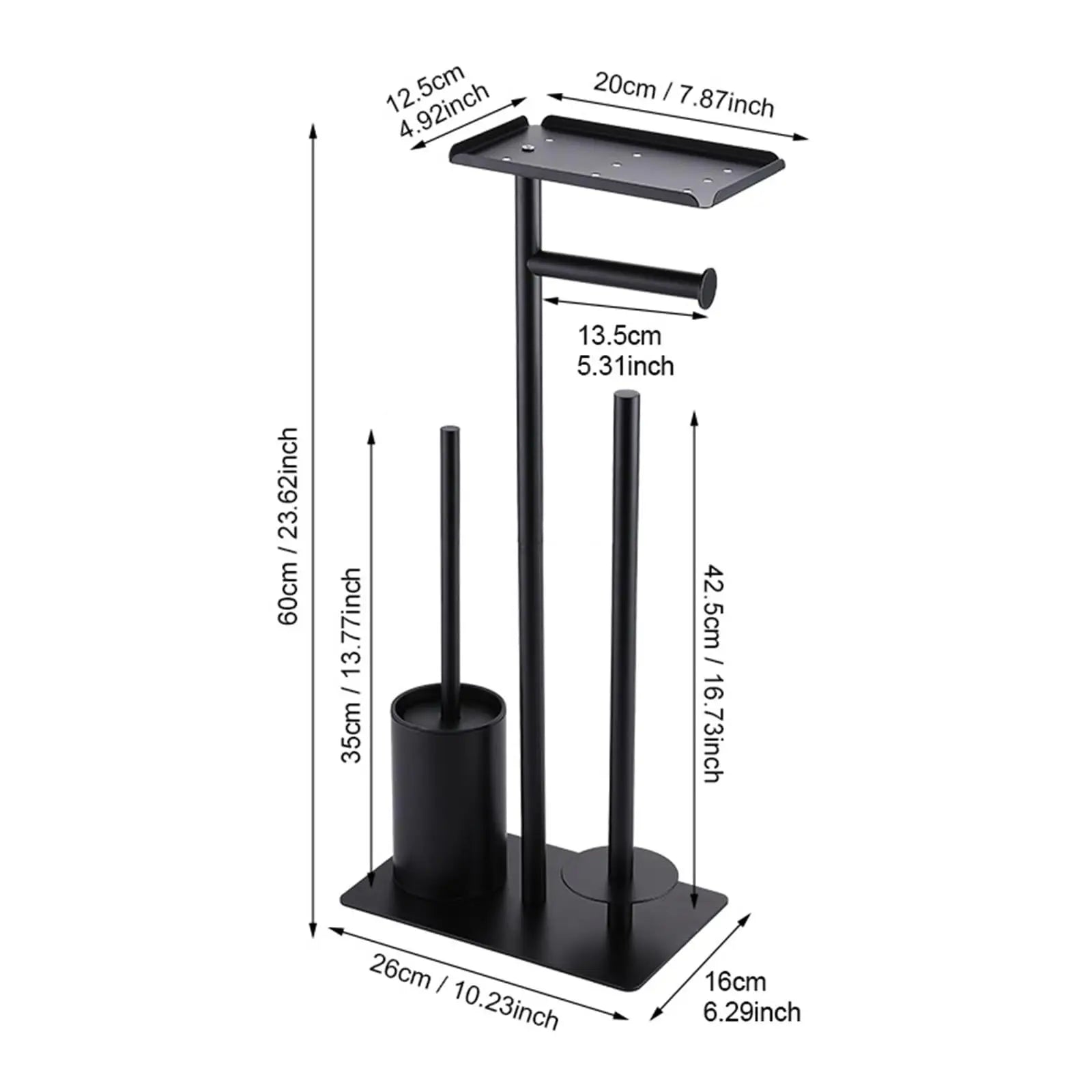 Stainless Steel Standing Toilet Set, Toilet Paper Holder with Toilet Brush for Bathroom Storage