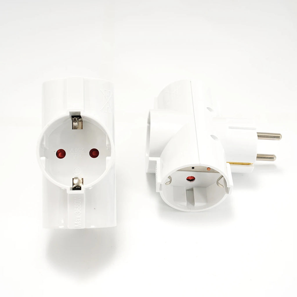 EU Electrical Socket 1 To 2/3 Way Outlet European Standard Expansion Socket Power Extension Plug Converter Travel Power Adapter