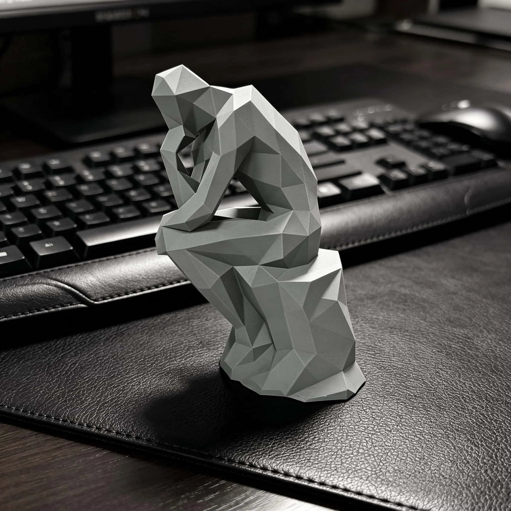 Modern Thinking Human Figurine, Geometric Plastic Sculpture for Desk, Home, Office, Living Room, Entryway, Minimalist Decor