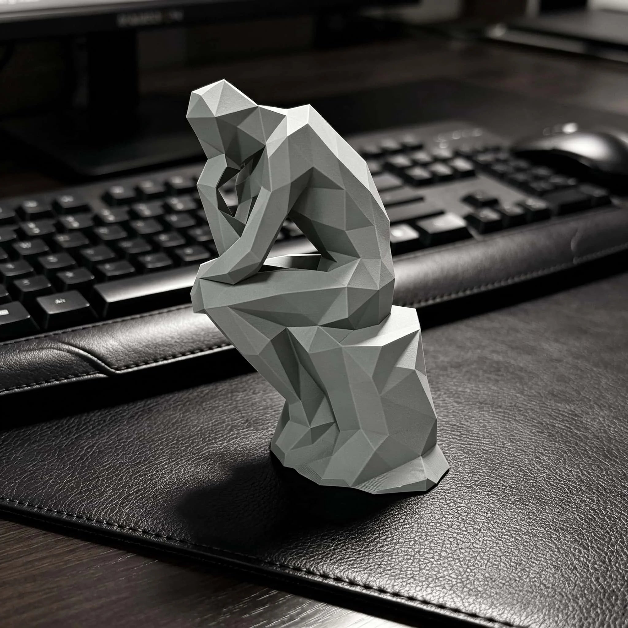 Modern Thinking Human Figurine, Geometric Plastic Sculpture for Desk, Home, Office, Living Room, Entryway, Minimalist Decor