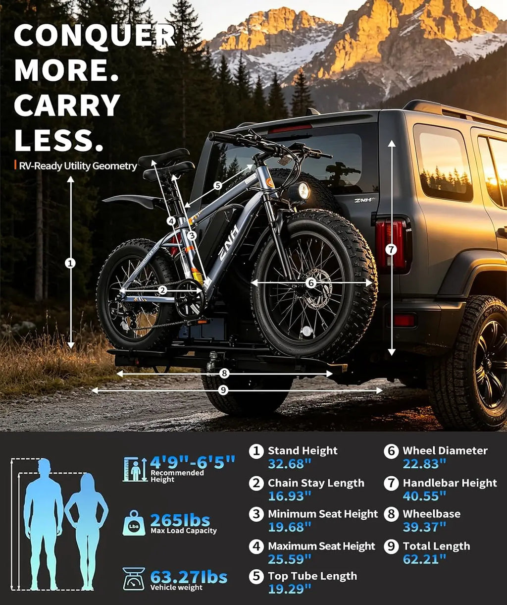 Electric Bike for Adults, 1000W Peak Motor 25Mph 65 Miles Fat Tire Ebike with 48V 15Ah Removable Battery, 20"/24", Customized