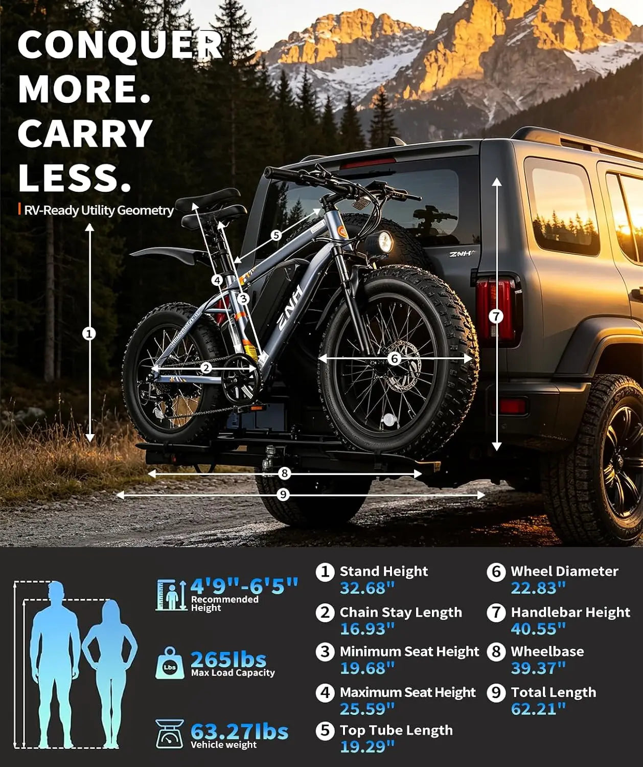 Electric Bike for Adults, 1000W Peak Motor 25Mph 65 Miles Fat Tire Ebike with 48V 15Ah Removable Battery, 20"/24", Customized