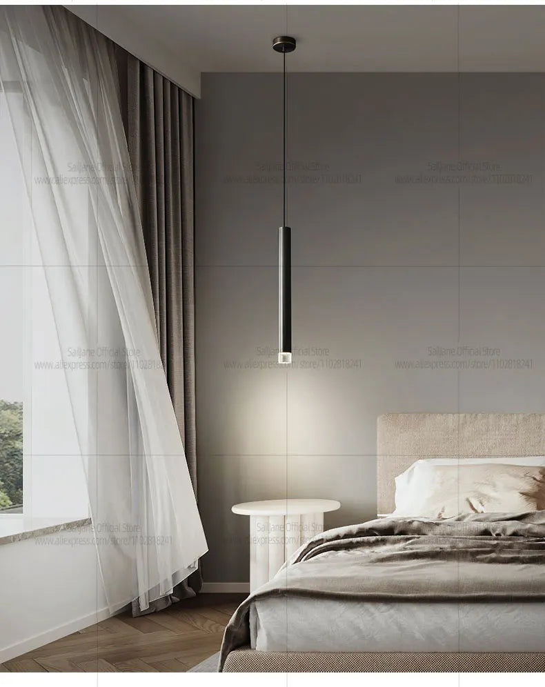 Modern LED Long Pendant Light  Kitchen Ceiling Lamp Bedroom Bedside Lamp Dining Counter Decoration Chandelier Indoor Lighting