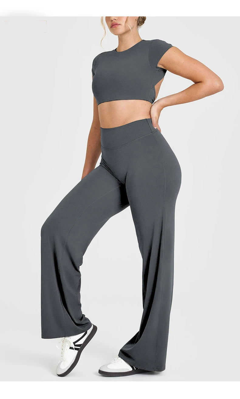 Straight Leg Yoga Pants Soft Butter Fabric Women Clothes Middle Waist Gym Pants Leggings Fitness Pilates Running Sports Trousers