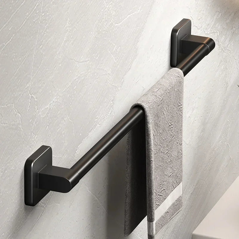 Self-Adhesive Towel Rack Bathroom Towel Holder Without Drilling Bathroom Black Corner Shelf Bar 50CM Bathroom Storage Towel Rail