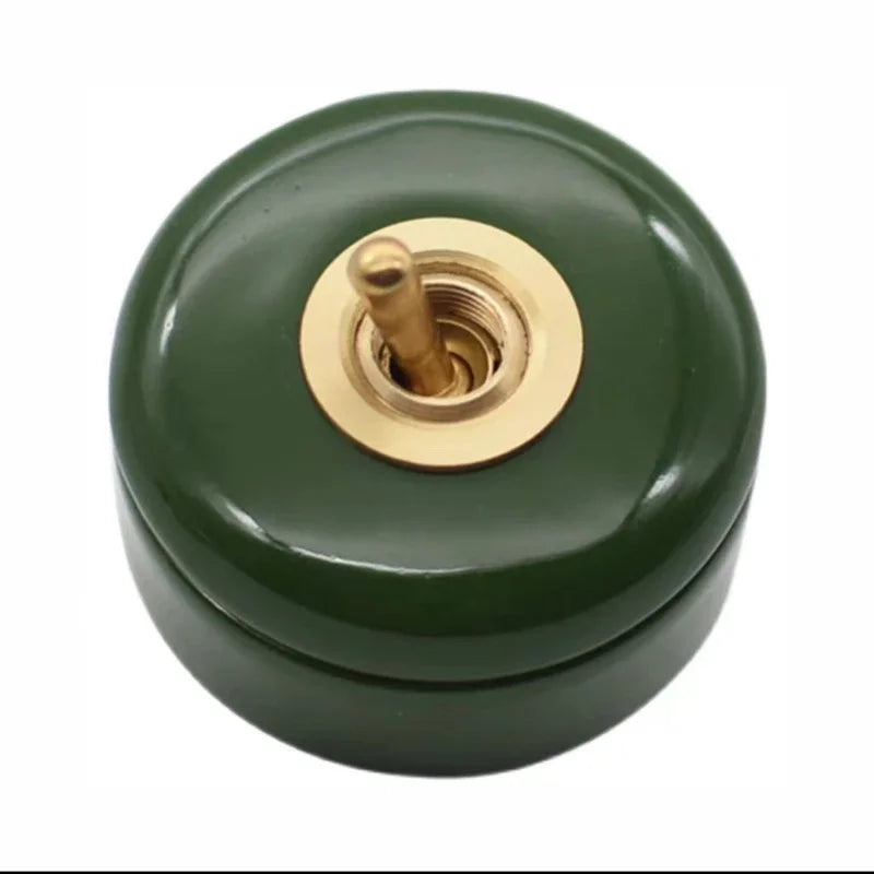 Home Improvement Round Ceramic Retro Toggle Switch 1 Ｗay 2 Way Control Wall Light Rocker Switch