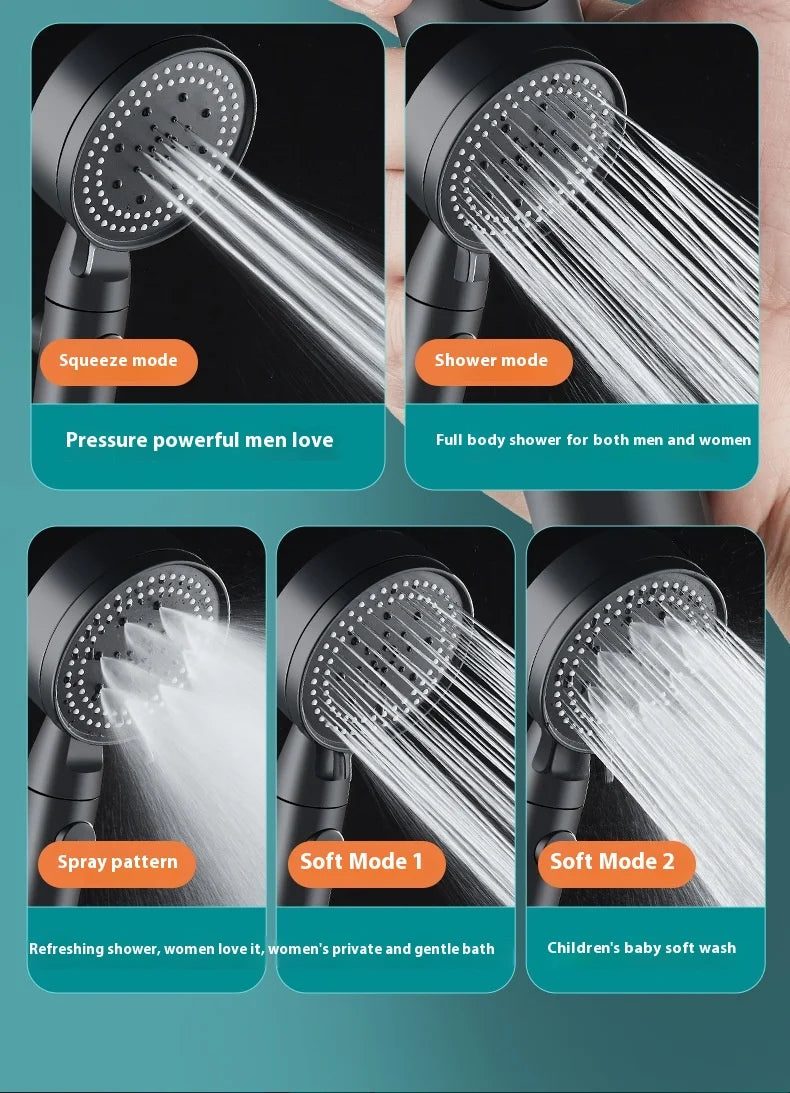 5 Modes Speed Adjustment Self-cleaning Shower Head High Pressure Adjustable with Hose Water Shower Bath Bathroom Accessories