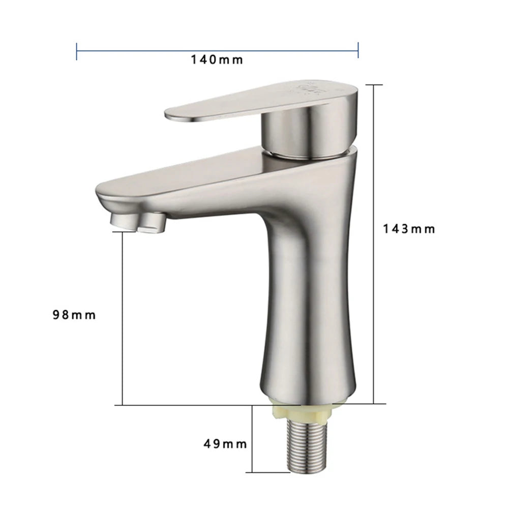 Bathroom Basin Faucet Stainless Steel Cold Water Tap Toilet Single Lever Kitchen Sink Tap Bathroom Washbasin Faucet