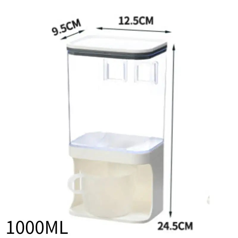 Kitchen Storage Food Organizer Wall Mounted Dry Food Cereal Dispenser Snack Grain Plastic Storage Container Box Rack for Home