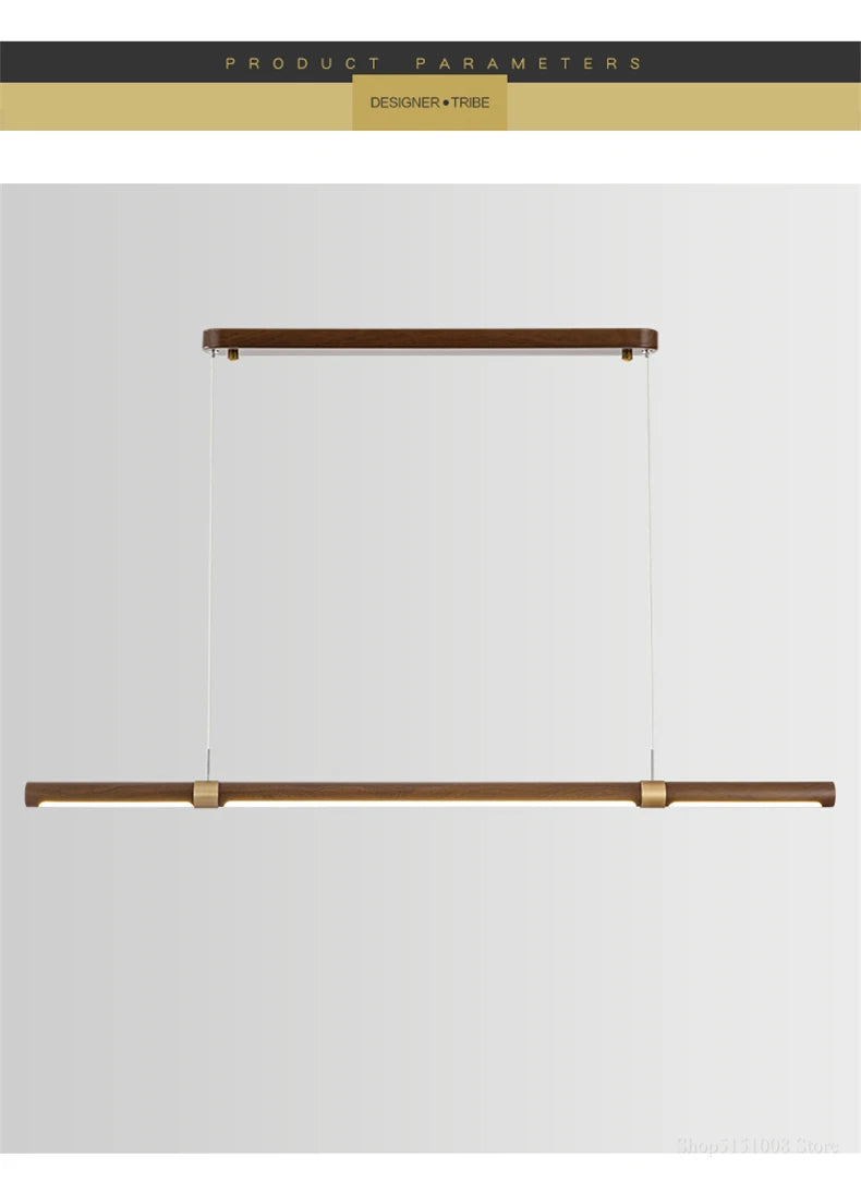 Modern LED Pendant Light ong strip restaurant chandelier dining room lamp minimalist office Lustre Walnut Home decor Lighting