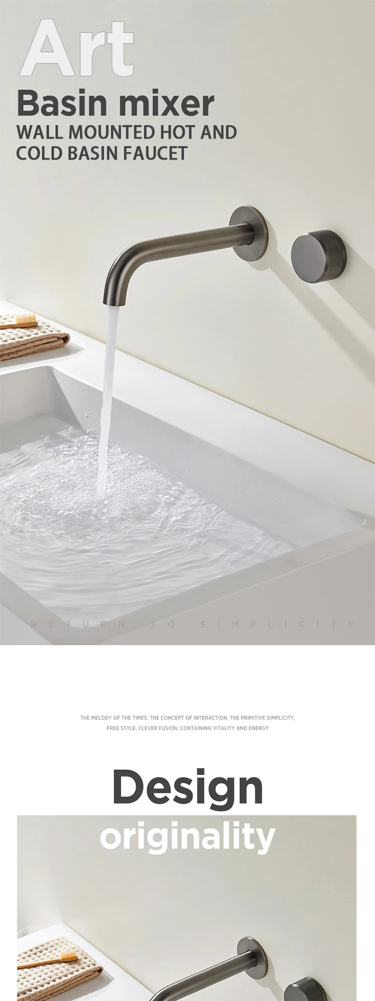 Wash Mixer Hot And Cold Water Wall Mounted Bathroom Basin Faucet Sink Tap Spout Bath Single Handle Ceramic Cartridge Crane