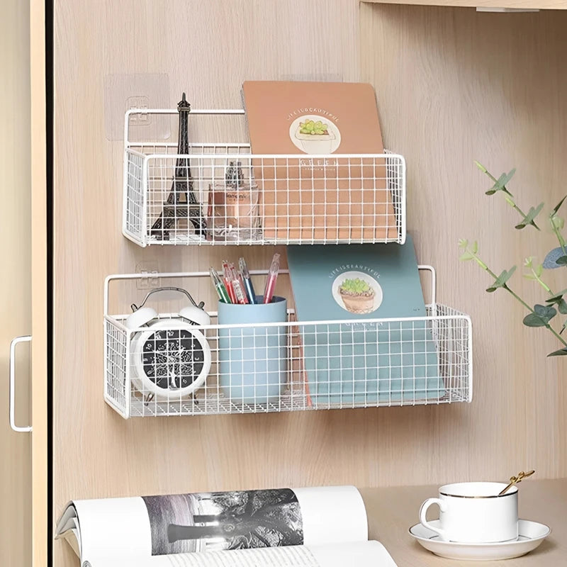 Kitchen Bathroom Storage Rack No Drilling Required Wall-Mounted Organizer Space-Saving Accessories Kit Supplies Essential