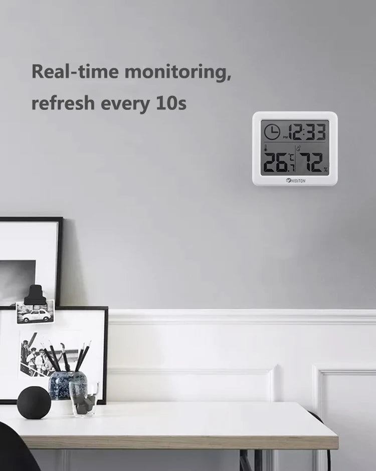 Digital Clock Desk Clock with Temperature Humidity  Wall Clocks for  Home Kitchen Office Desk Decorations NIDITON