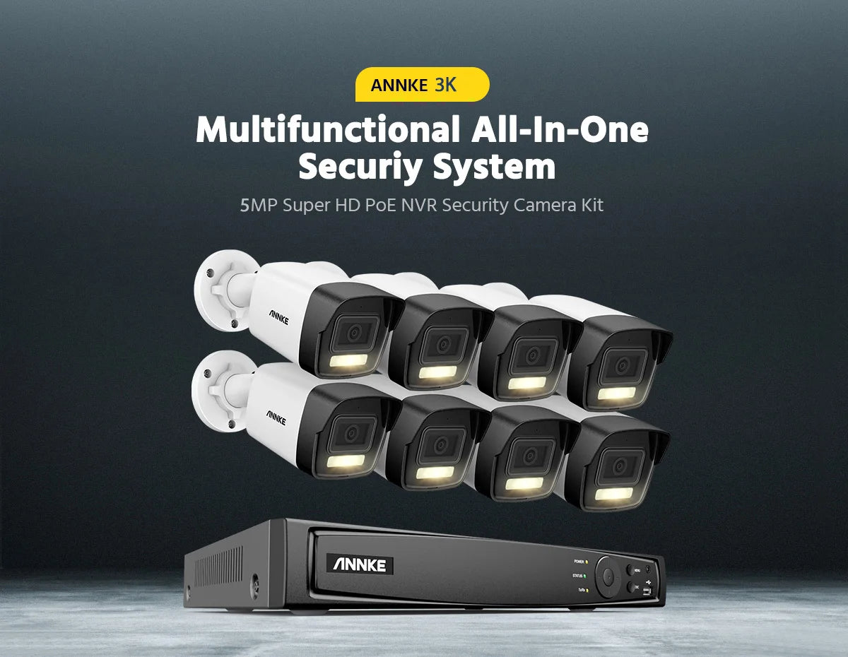 ANNKE 4K Ultra HD POE Video Surveillance System 8CH H.265+ NVR With 12MP Security Cameras CCTV Kit Audio Recording 8MP Ip camera
