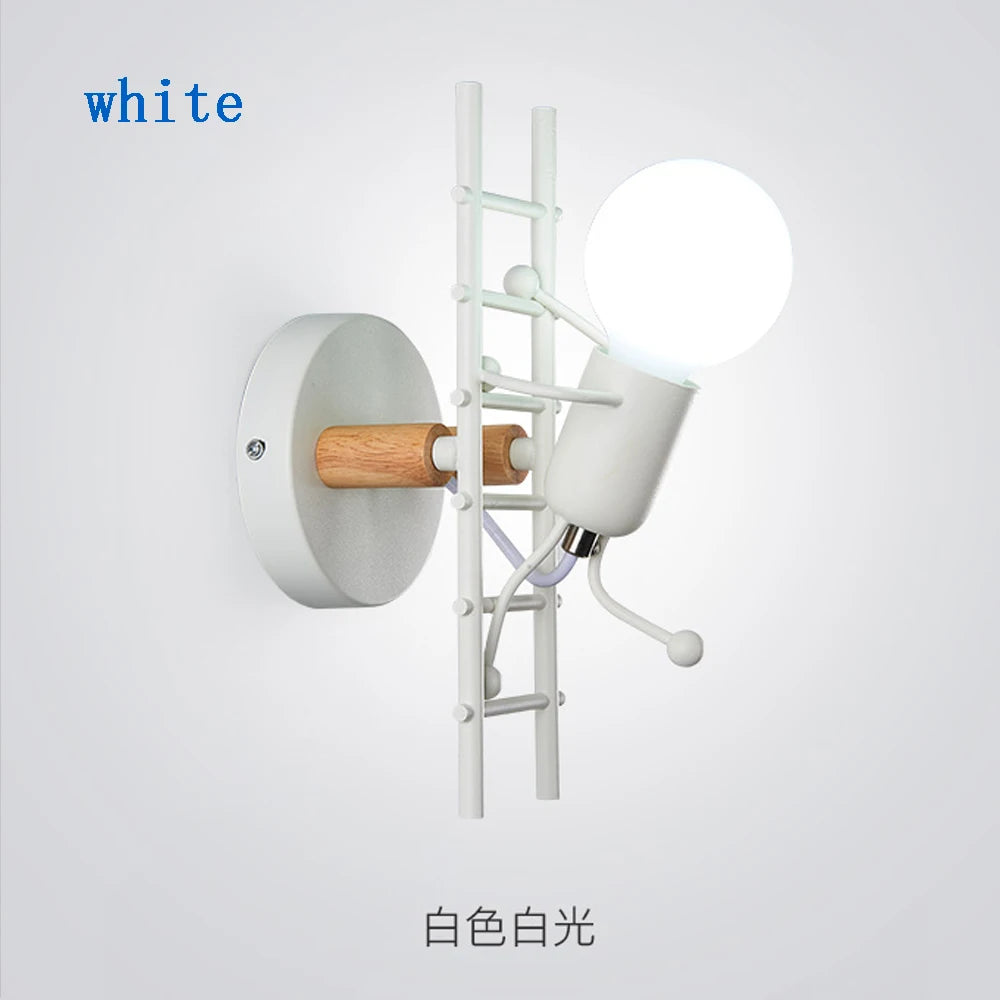 Modern LED  Wall Lamp Nordic Cartoon Doll Wall Lights  American Creative Metal Robot Sconce for Kids Baby Room Living Bedroom